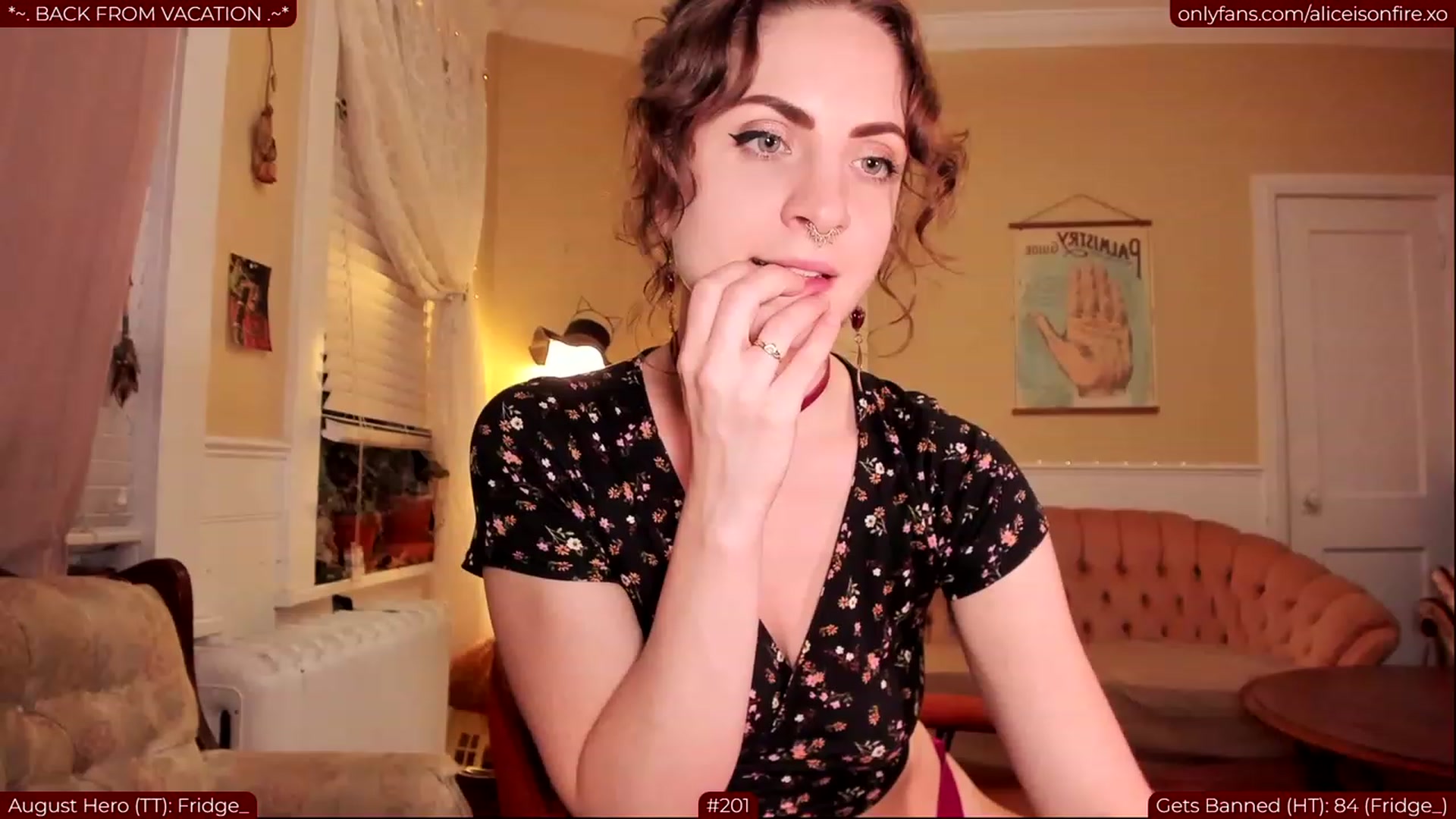 Gallery image thumbnail from aliceisonfire's myfreecams stream on, 08/01/2023, 08:03 image 14 of 20