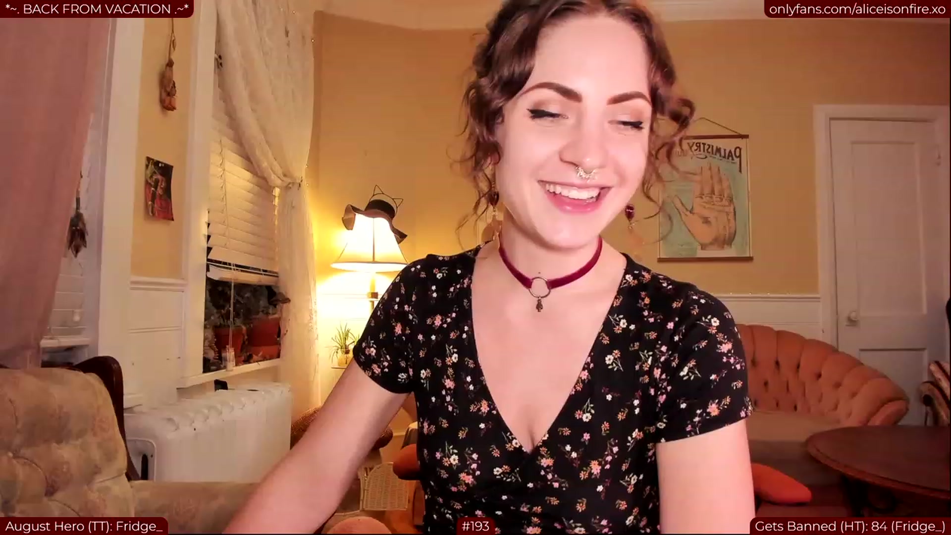 Gallery image thumbnail from aliceisonfire's myfreecams stream on, 08/01/2023, 08:03 image 2 of 20