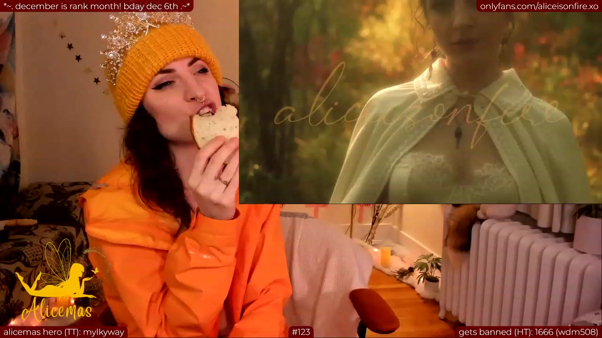 Gallery image thumbnail from aliceisonfire's myfreecams stream on, 12/06/2023, 08:29 image 15 of 20