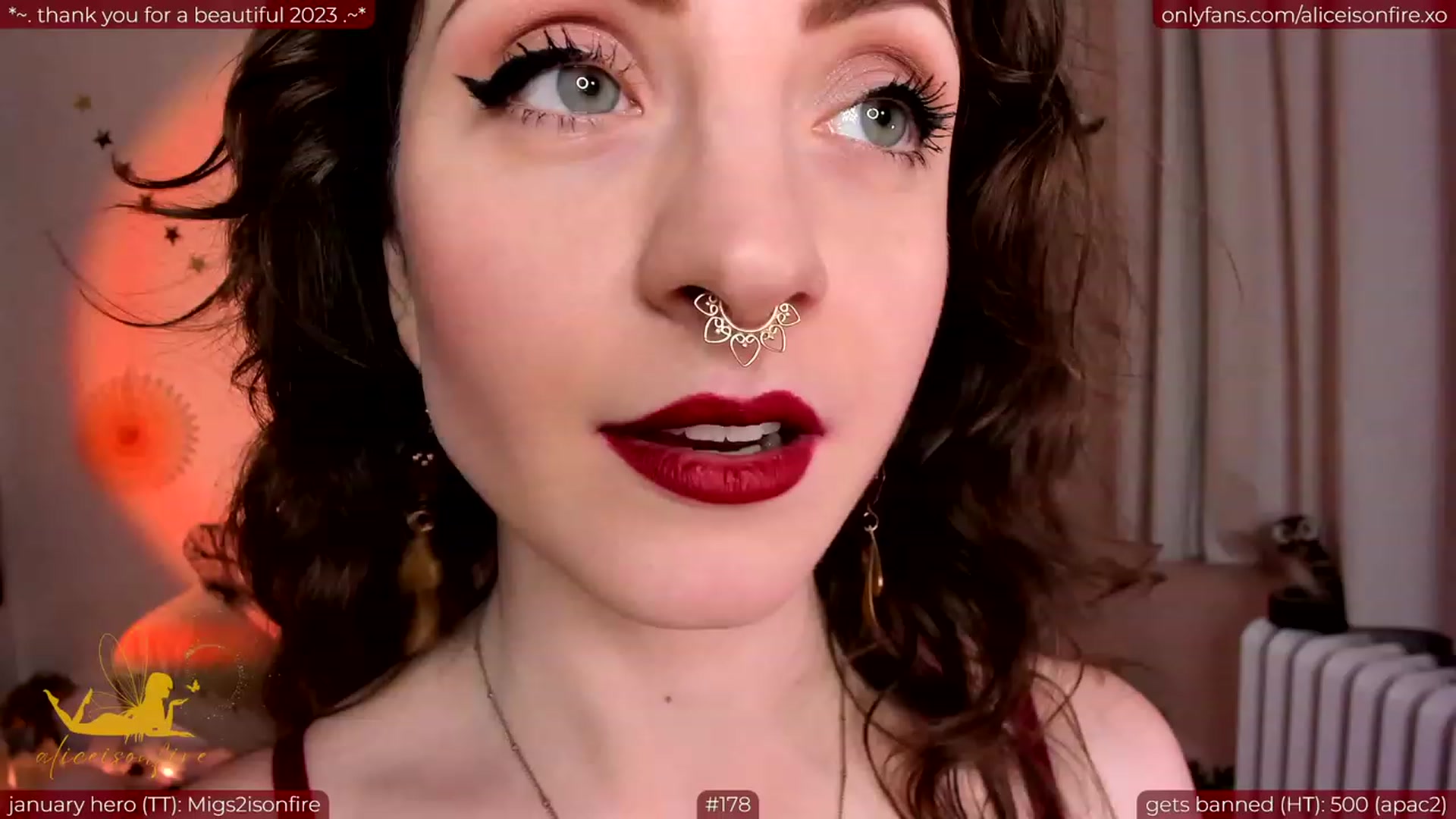 Gallery image thumbnail from aliceisonfire's myfreecams stream on, 01/17/2024, 06:34 image 19 of 20