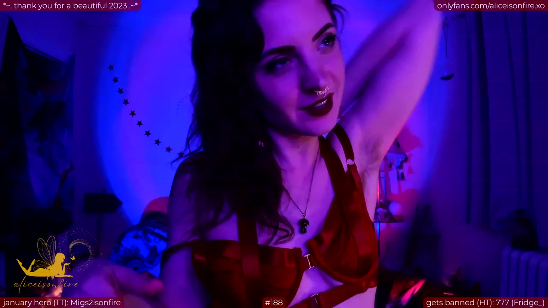 Gallery image thumbnail from aliceisonfire's myfreecams stream on, 01/20/2024, 11:27 image 13 of 20