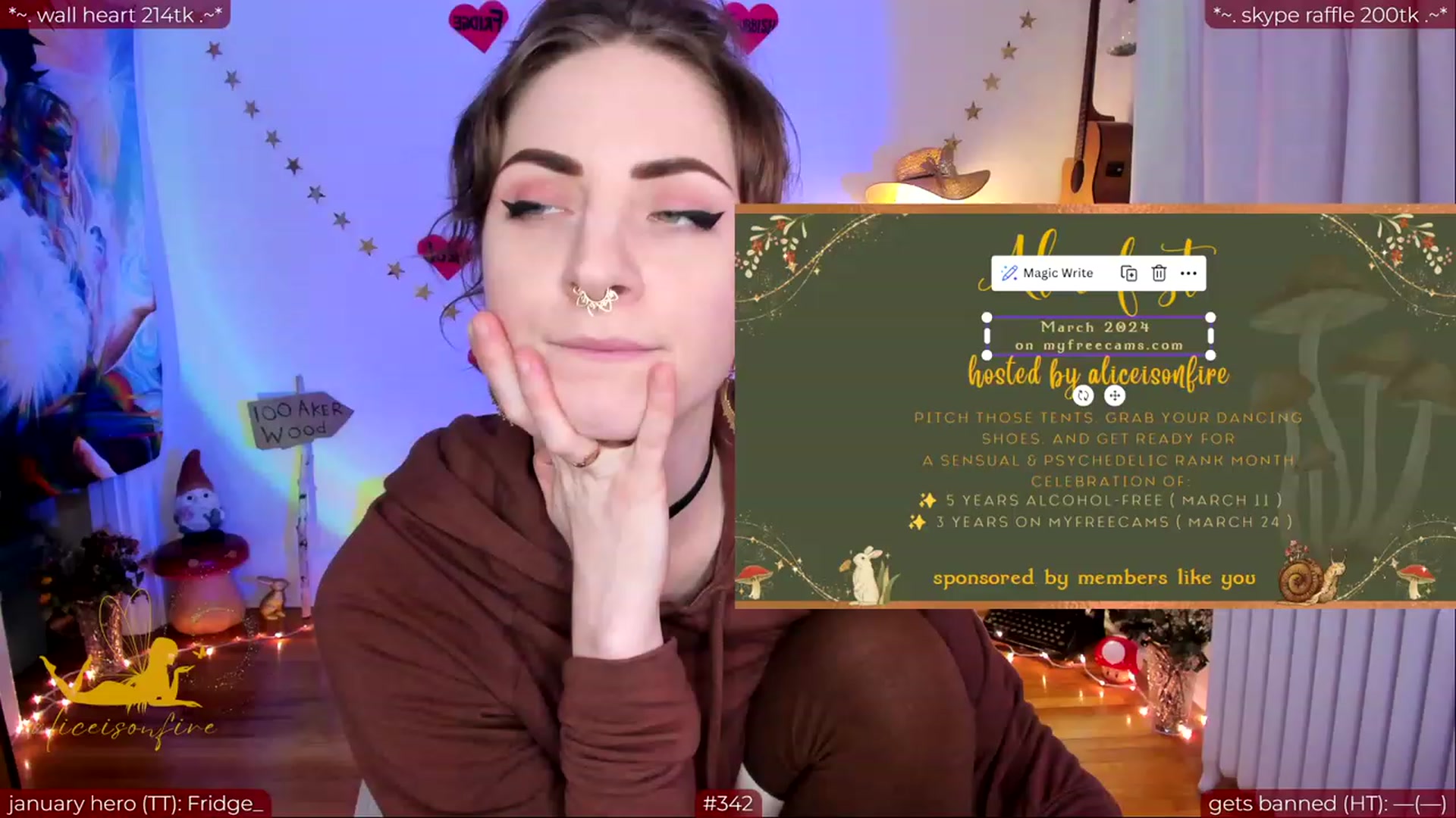 Gallery image thumbnail from aliceisonfire's myfreecams stream on, 02/26/2024, 09:05 image 1 of 20