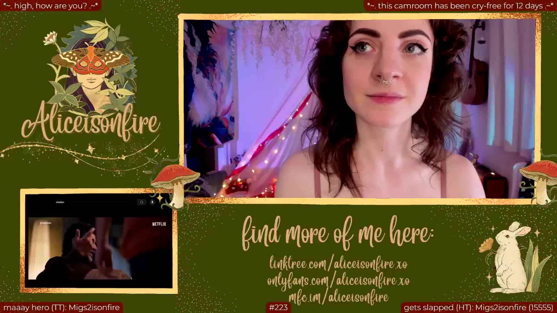 Gallery image thumbnail from aliceisonfire's myfreecams stream on, 05/29/2024, 06:56 image 14 of 20