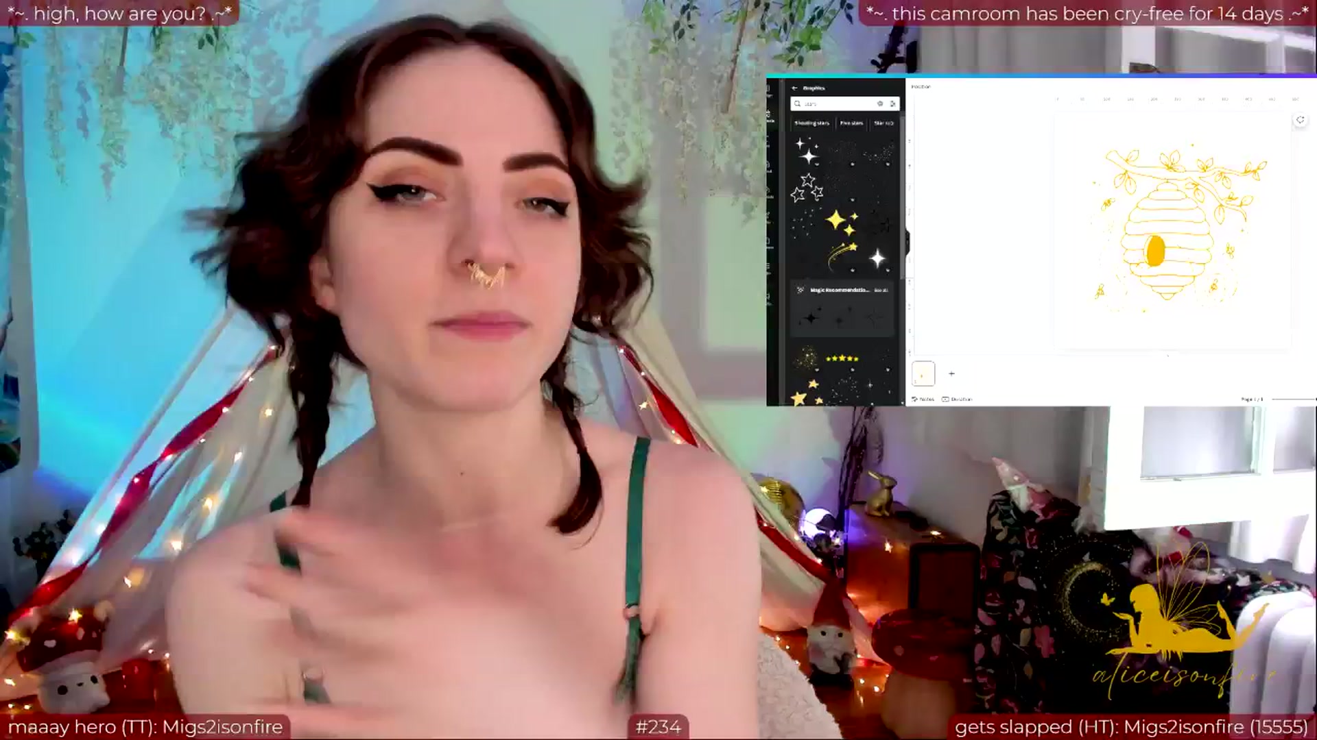 Gallery image thumbnail from aliceisonfire's myfreecams stream on, 05/31/2024, 05:59 image 18 of 20