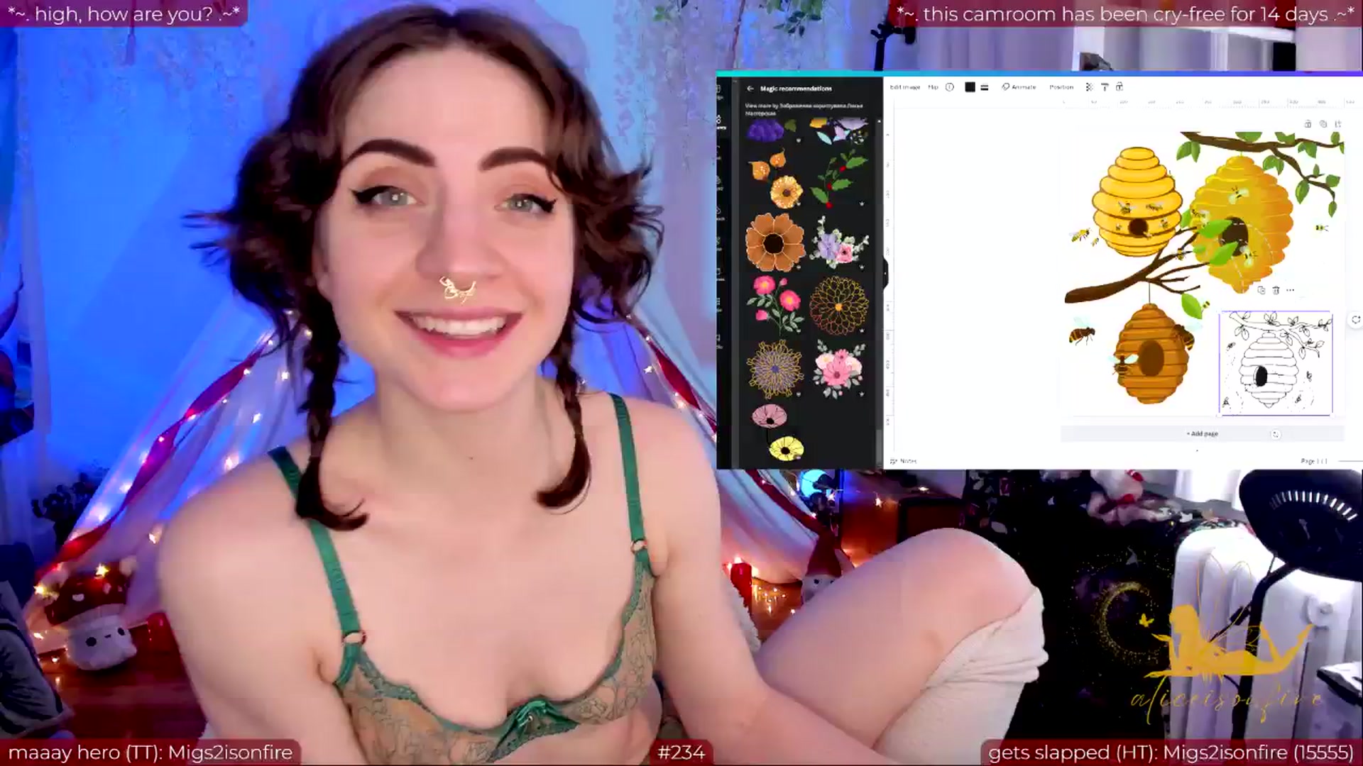 Gallery image thumbnail from aliceisonfire's myfreecams stream on, 05/31/2024, 05:59 image 16 of 20