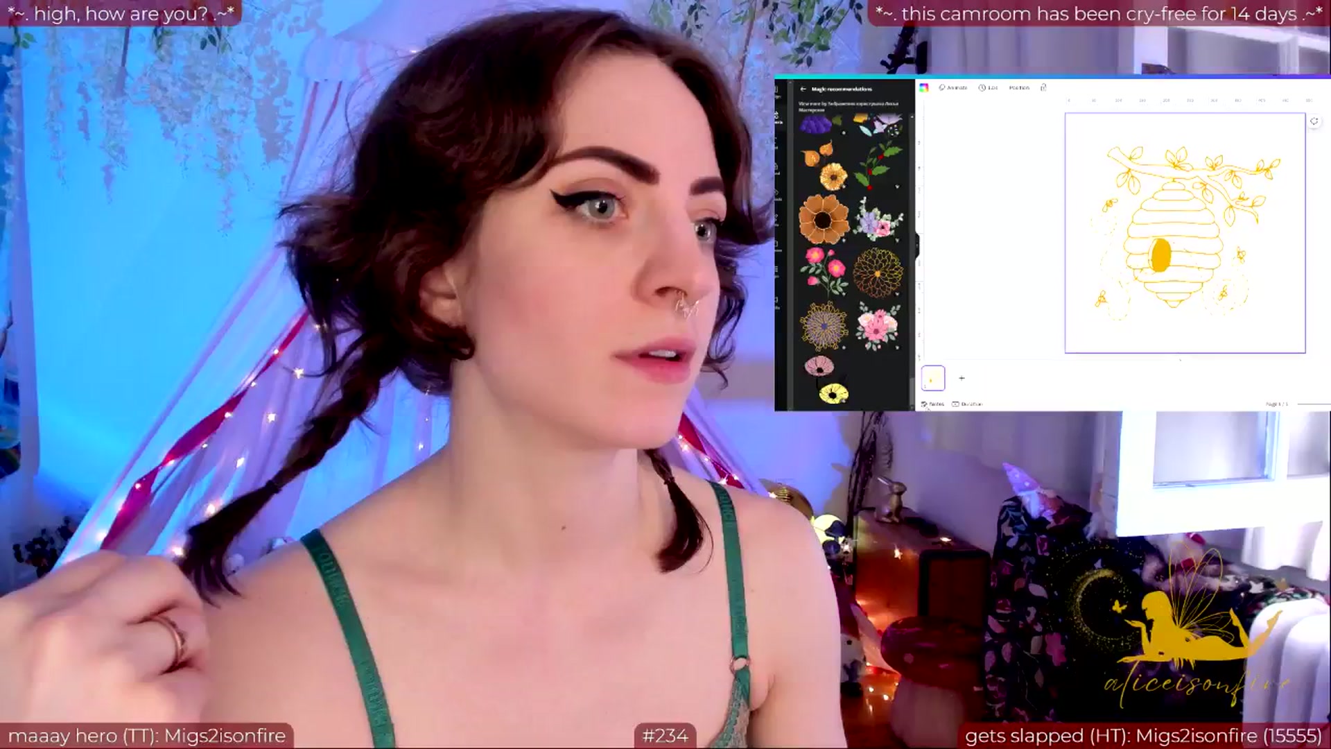 Gallery image thumbnail from aliceisonfire's myfreecams stream on, 05/31/2024, 05:59 image 17 of 20