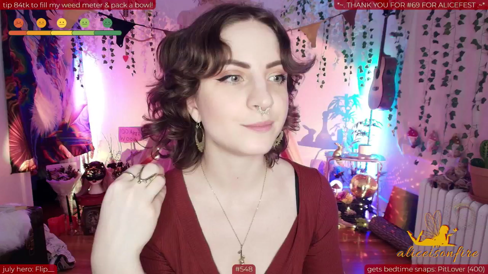 Gallery image thumbnail from aliceisonfire's myfreecams stream on, 07/04/2025, 05:58 image 13 of 20