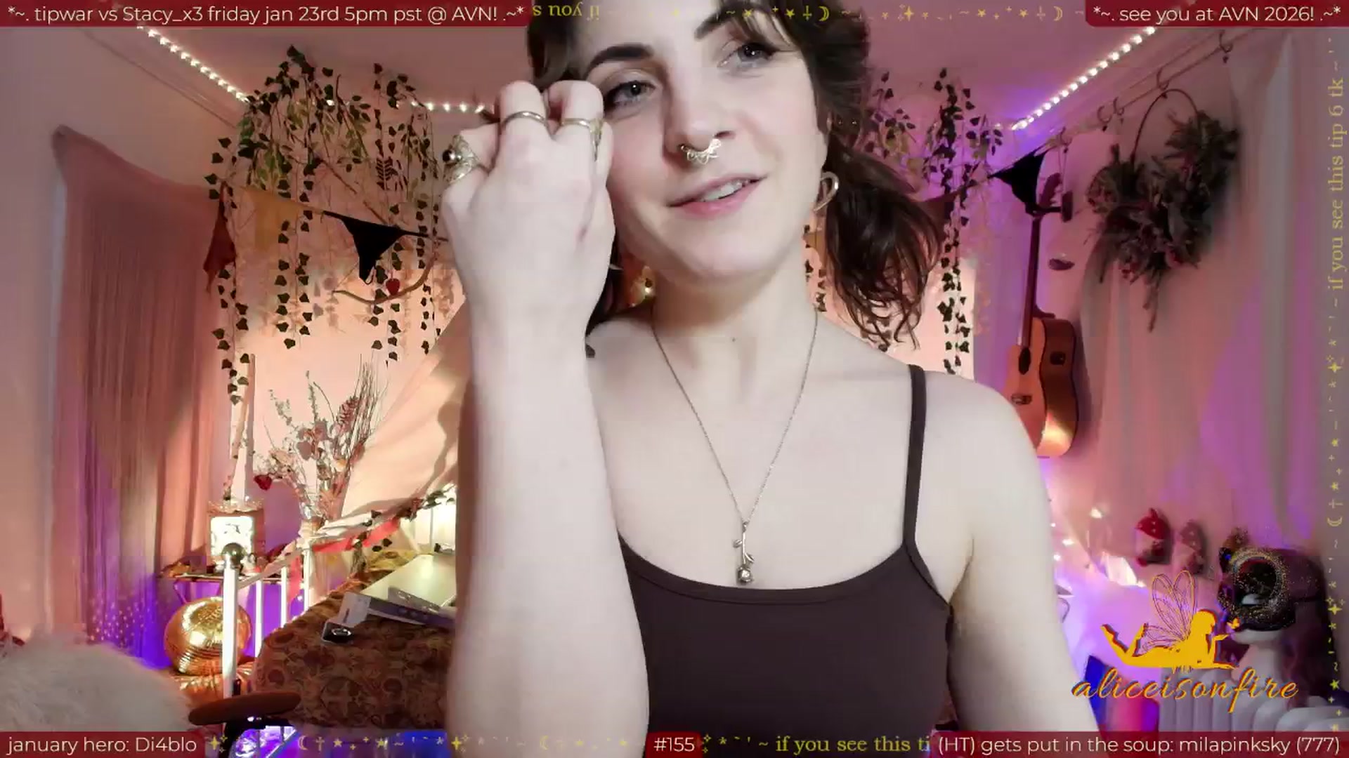 Gallery image thumbnail from aliceisonfire's myfreecams stream on, 01/18/2026, 13:46 image 5 of 20