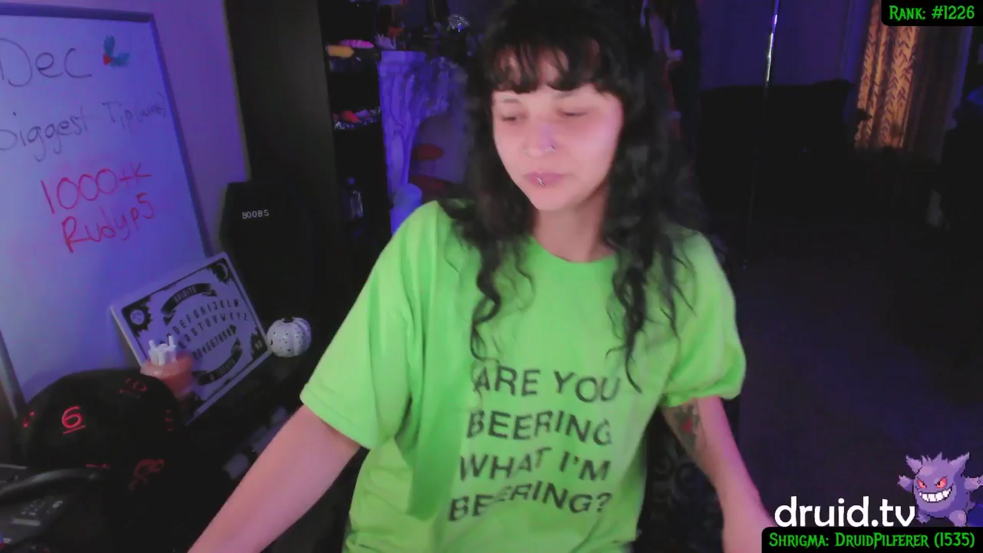 Gallery image thumbnail from druidjpg's myfreecams stream on, 12/24/2024, 06:21 image 16 of 20