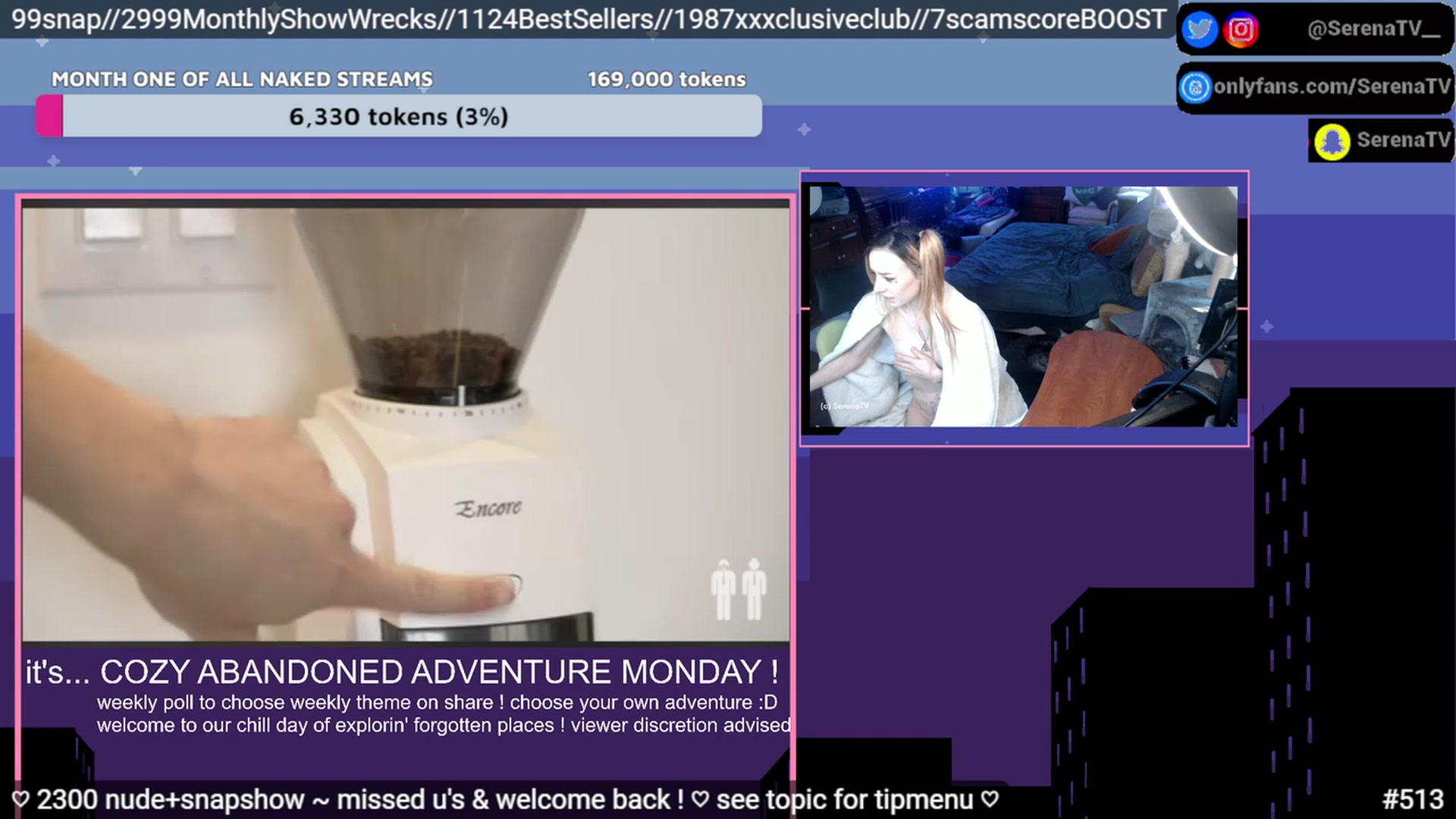 Gallery image thumbnail from serenatv's myfreecams stream on, 01/30/2023, 22:54 image 16 of 20