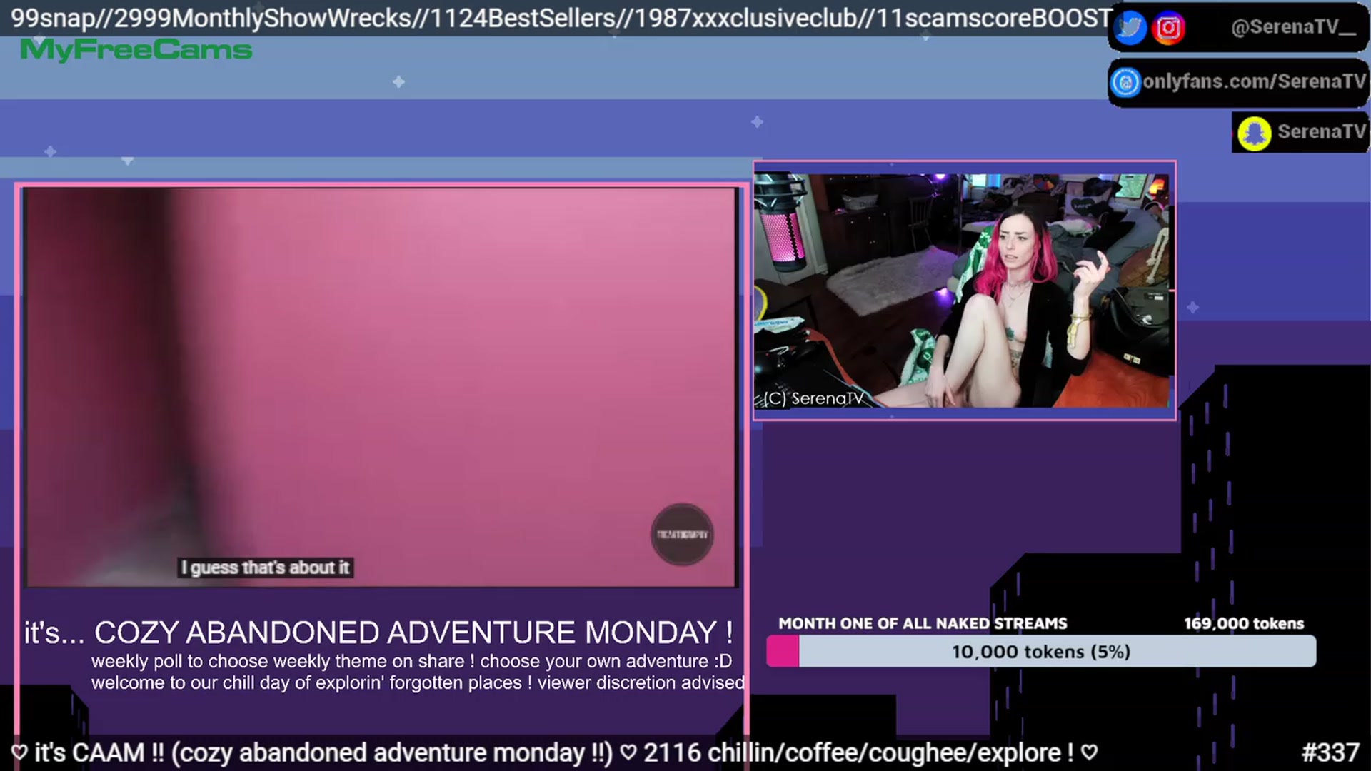 Gallery image thumbnail from serenatv's myfreecams stream on, 04/25/2023, 24:18 image 18 of 20