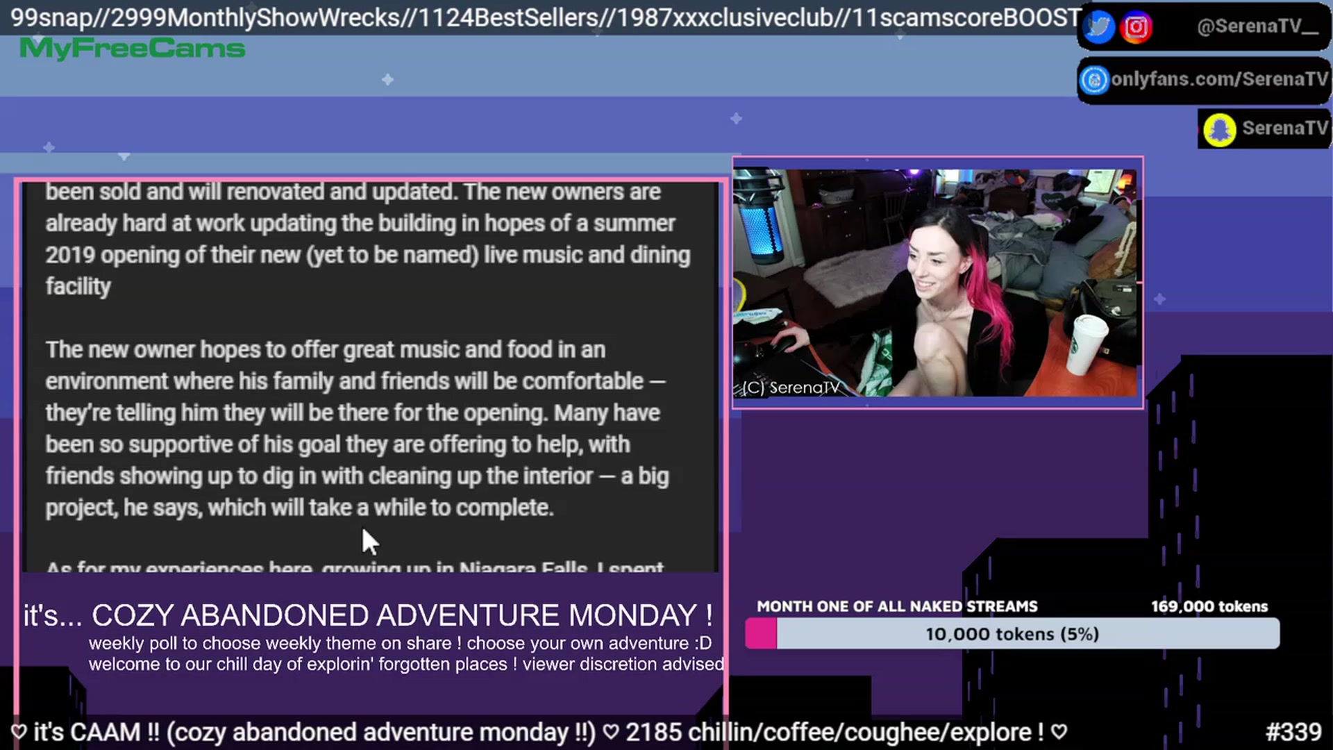 Gallery image thumbnail from serenatv's myfreecams stream on, 04/25/2023, 24:18 image 15 of 20