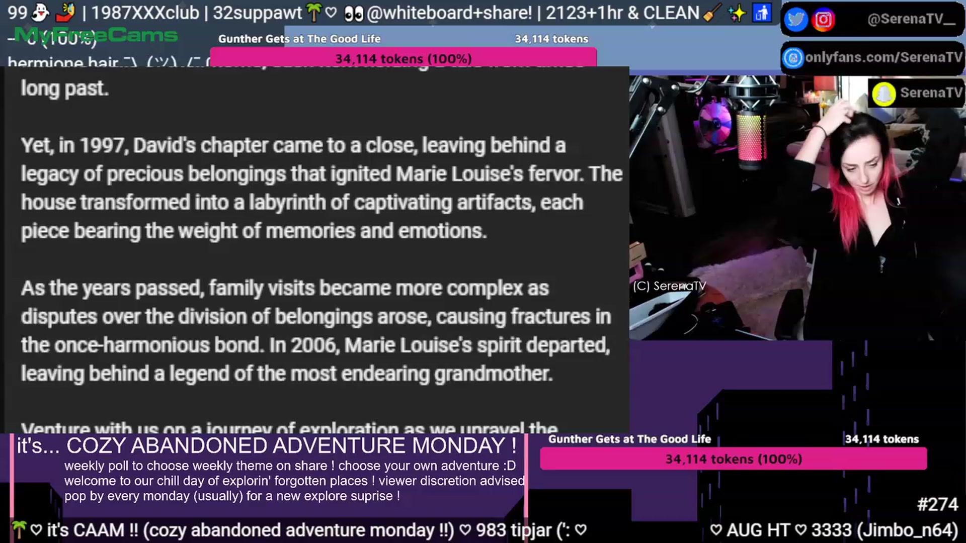 Gallery image thumbnail from serenatv's myfreecams stream on, 08/07/2023, 21:10 image 6 of 20