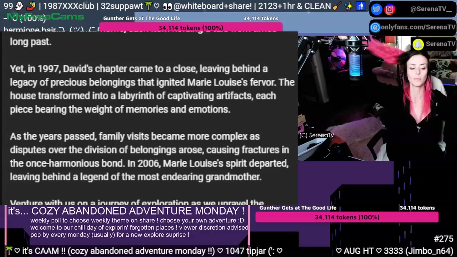 Gallery image thumbnail from serenatv's myfreecams stream on, 08/07/2023, 21:10 image 5 of 20