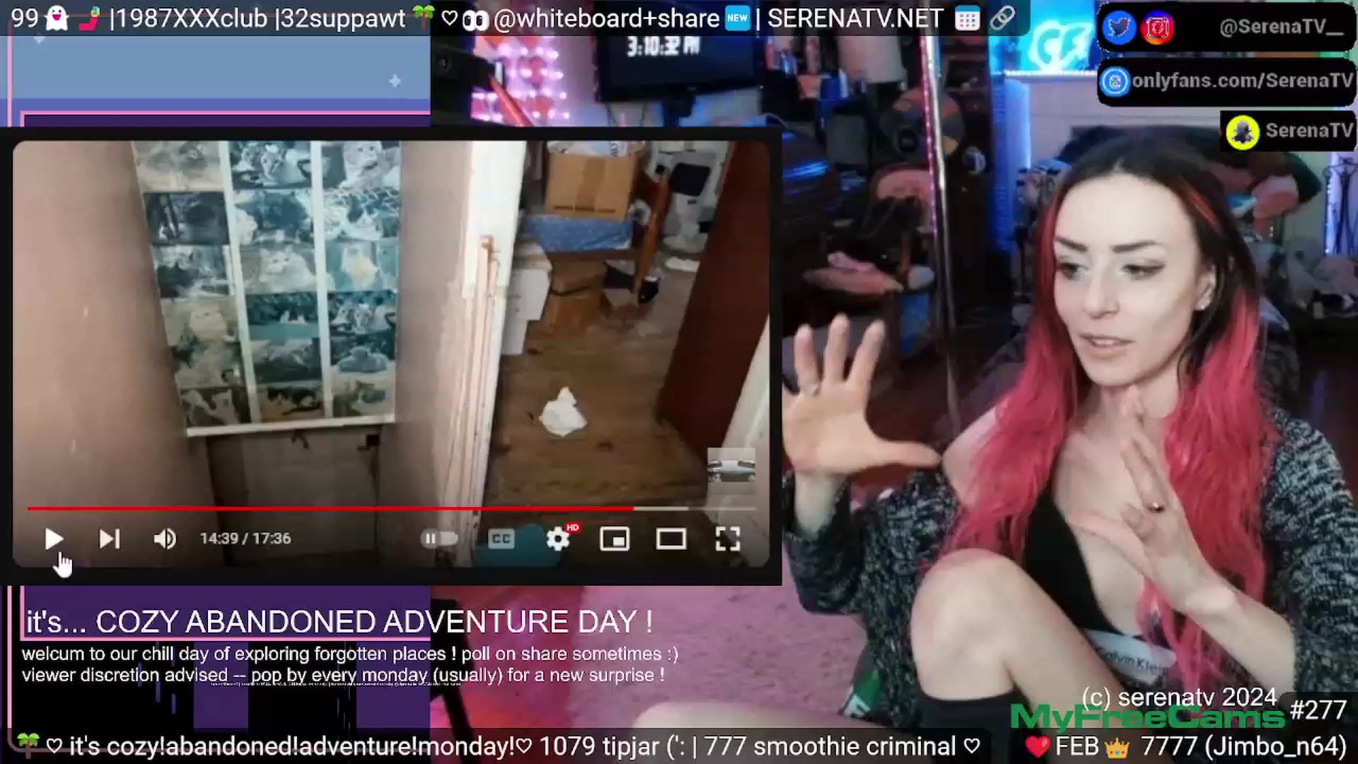 Gallery image thumbnail from serenatv's myfreecams stream on, 02/19/2024, 21:52 image 7 of 20