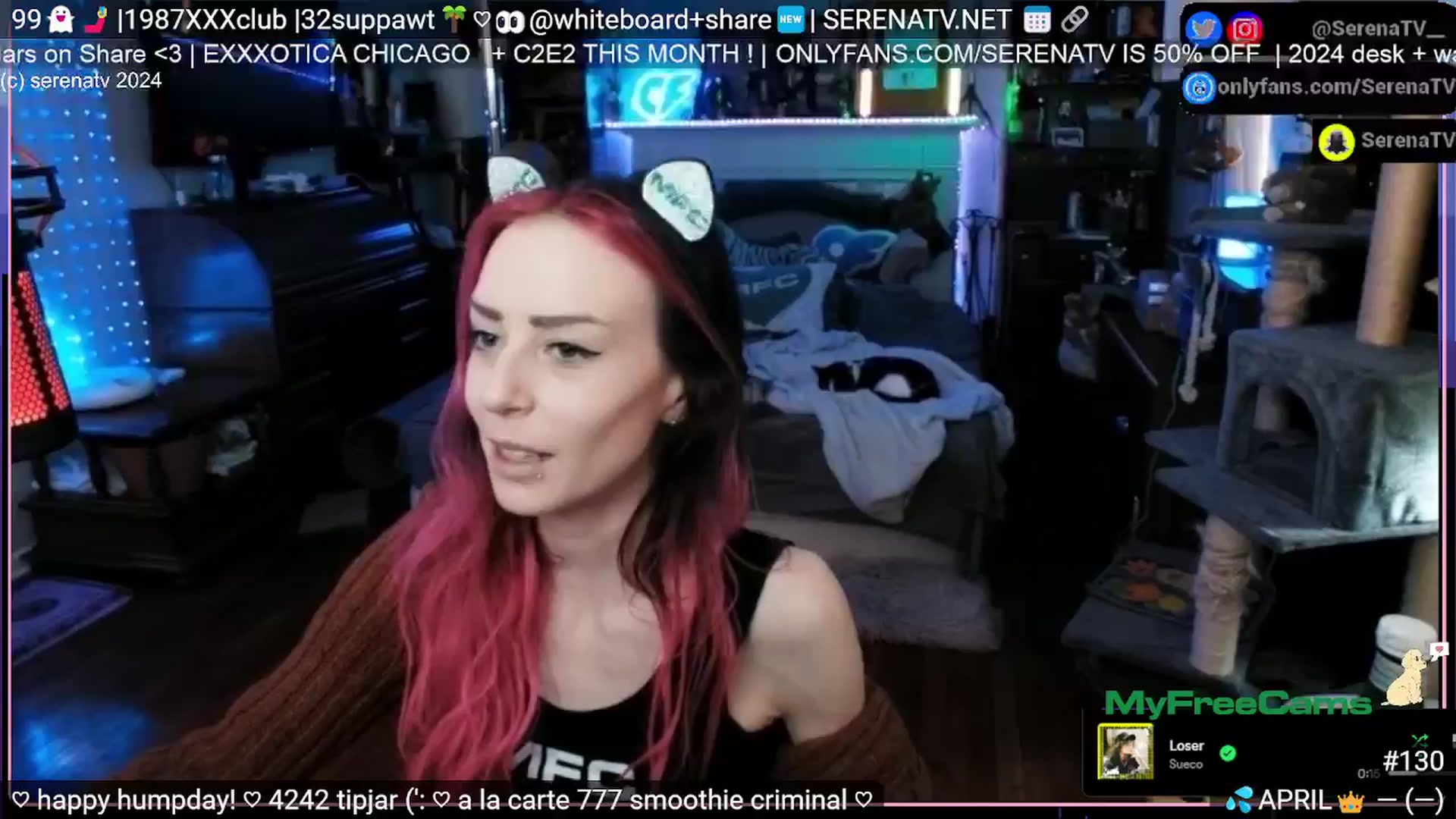 Gallery image thumbnail from serenatv's myfreecams stream on, 04/11/2024, 20:32 image 5 of 20