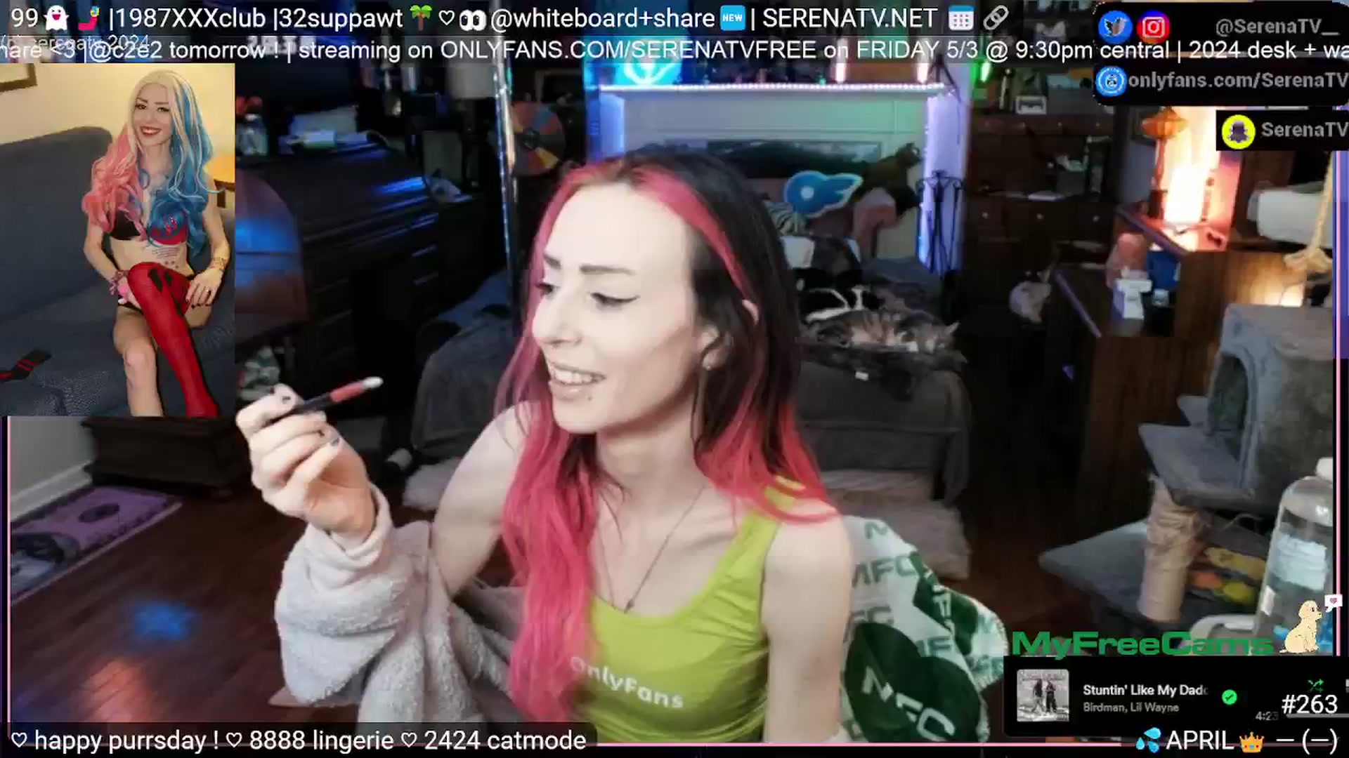Gallery image thumbnail from serenatv's myfreecams stream on, 04/25/2024, 20:32 image 6 of 20
