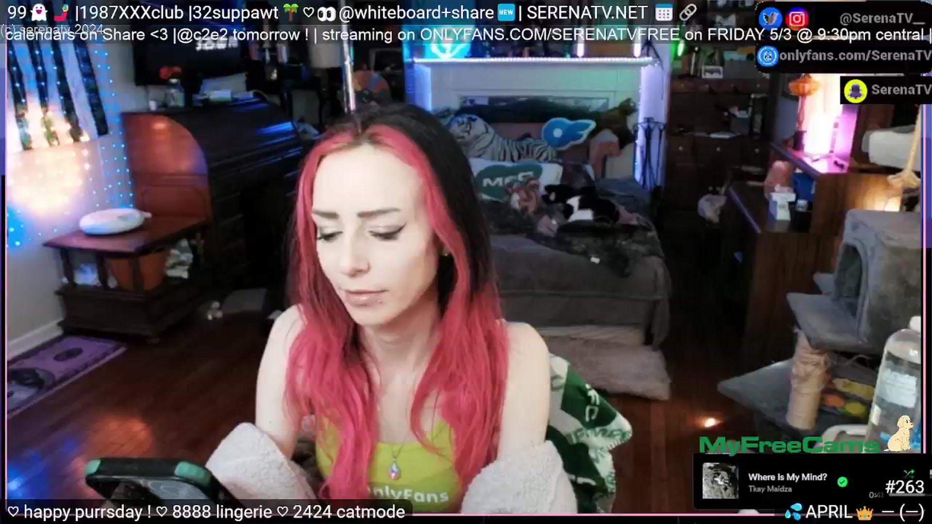 Gallery image thumbnail from serenatv's myfreecams stream on, 04/25/2024, 20:32 image 18 of 20