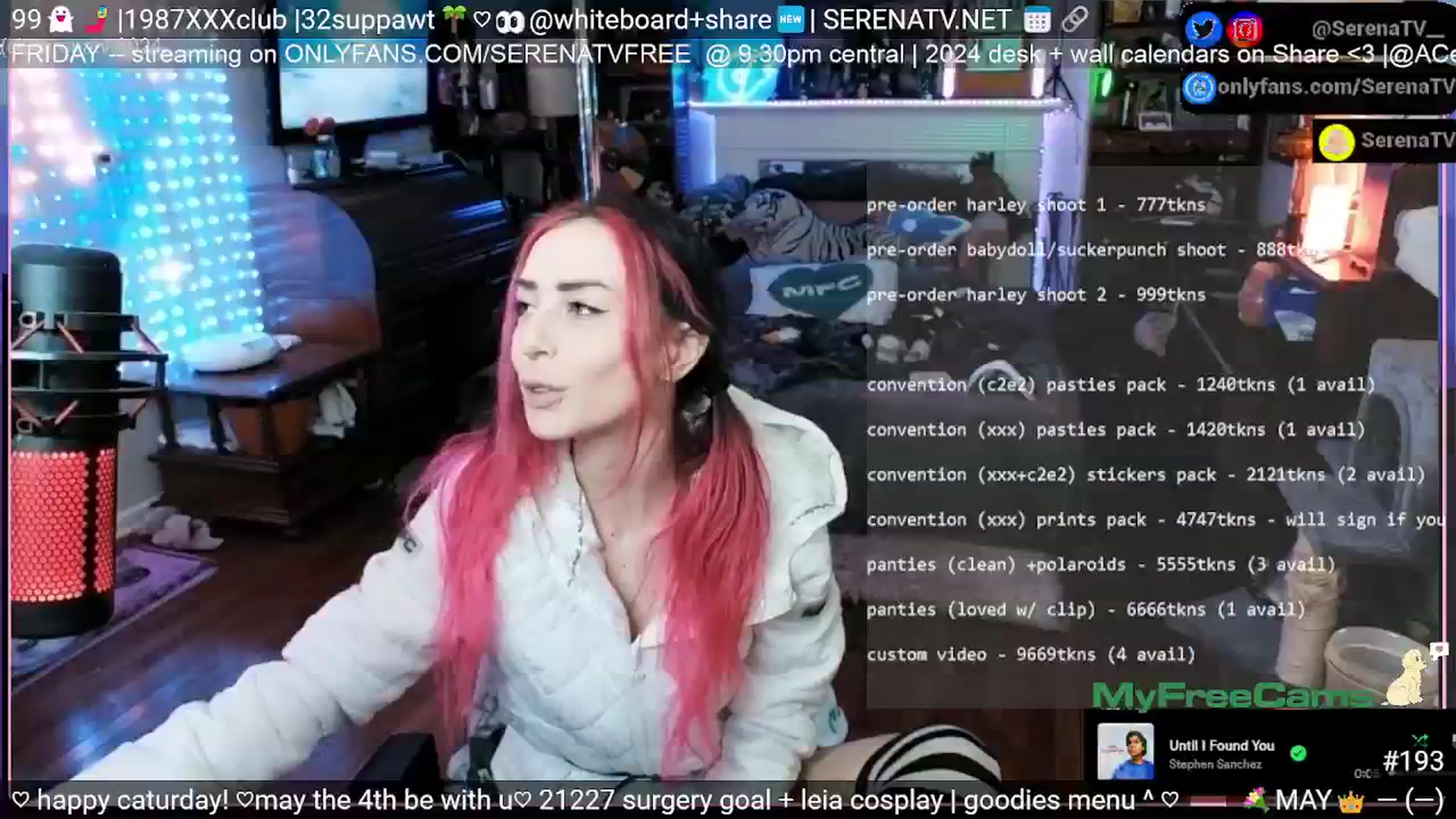 Gallery image thumbnail from serenatv's myfreecams stream on, 05/04/2024, 20:04 image 4 of 20
