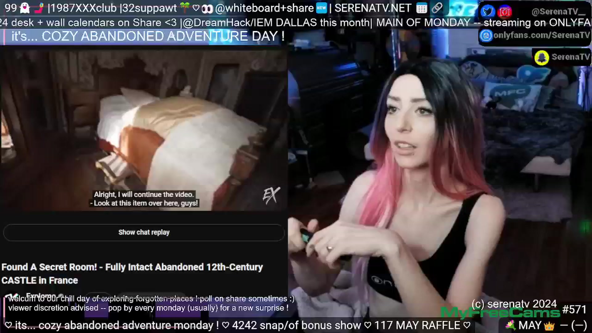 Gallery image thumbnail from serenatv's myfreecams stream on, 05/20/2024, 21:04 image 17 of 20