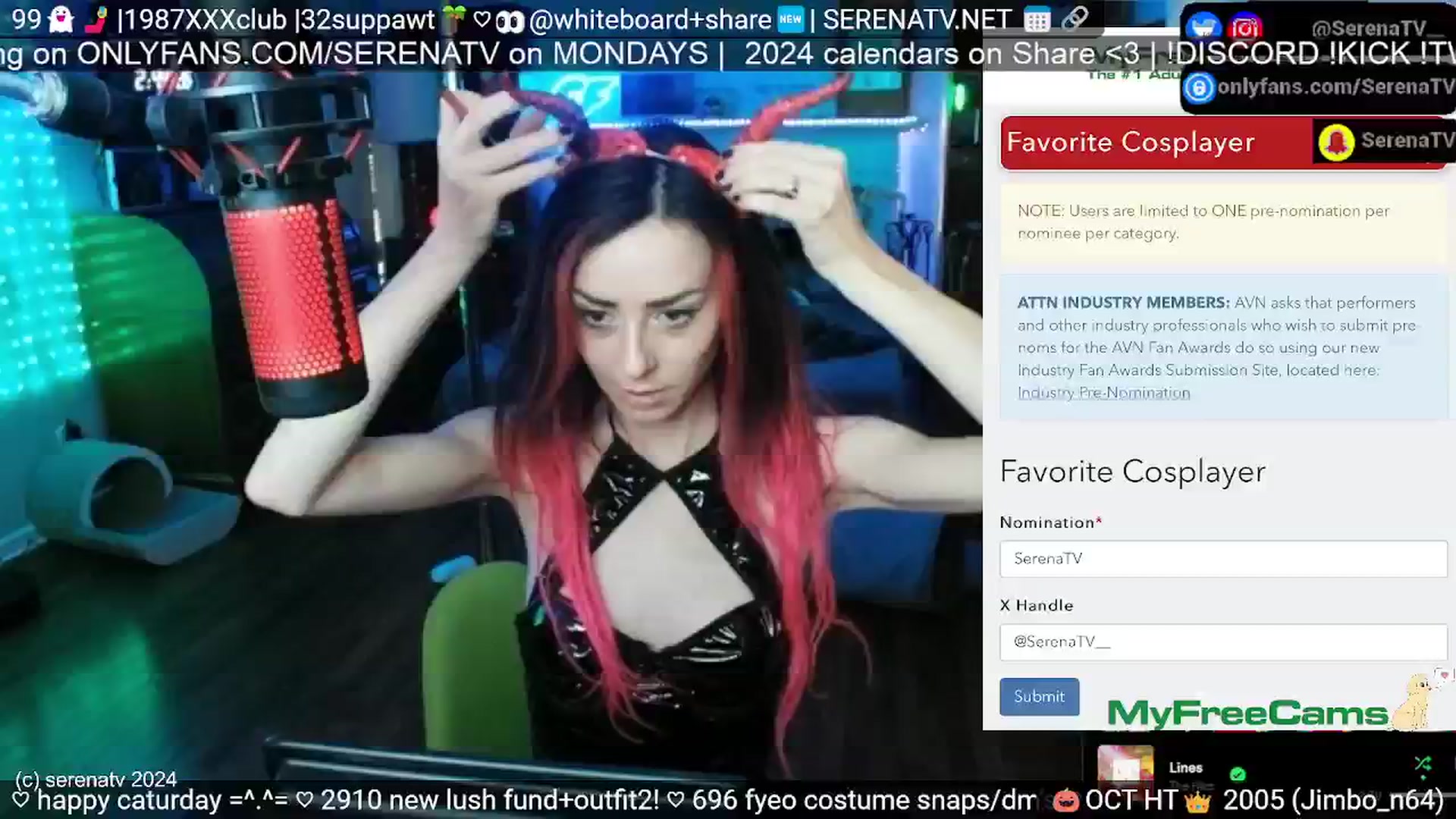 Gallery image thumbnail from serenatv's myfreecams stream on, 10/05/2024, 20:02 image 1 of 20