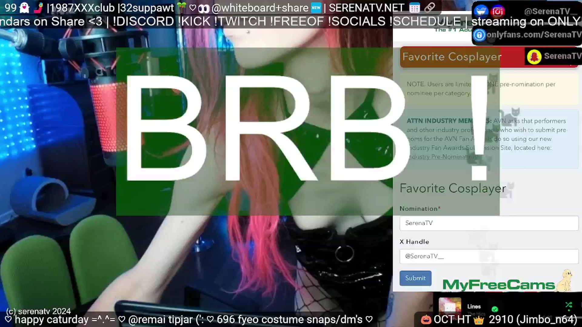 Gallery image thumbnail from serenatv's myfreecams stream on, 10/05/2024, 20:02 image 5 of 20