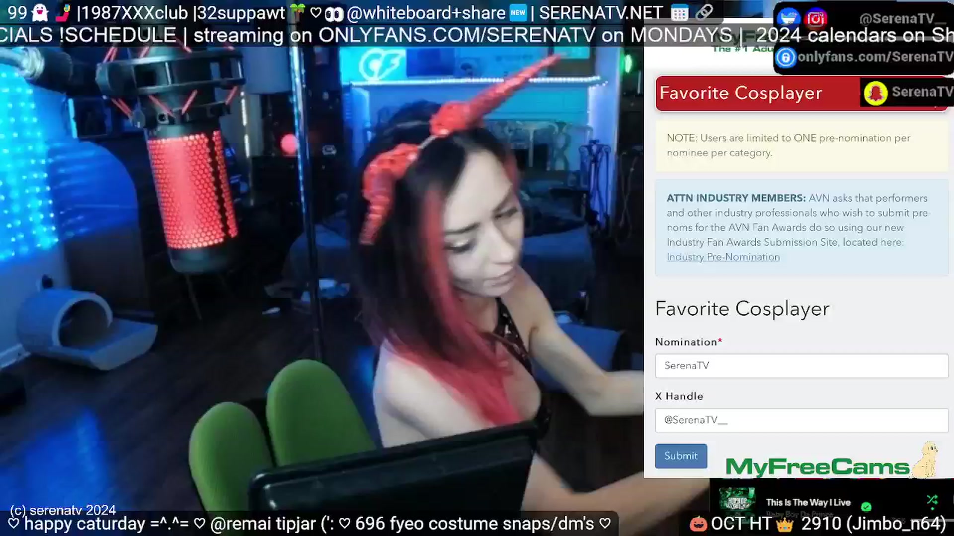 Gallery image thumbnail from serenatv's myfreecams stream on, 10/05/2024, 20:02 image 9 of 20