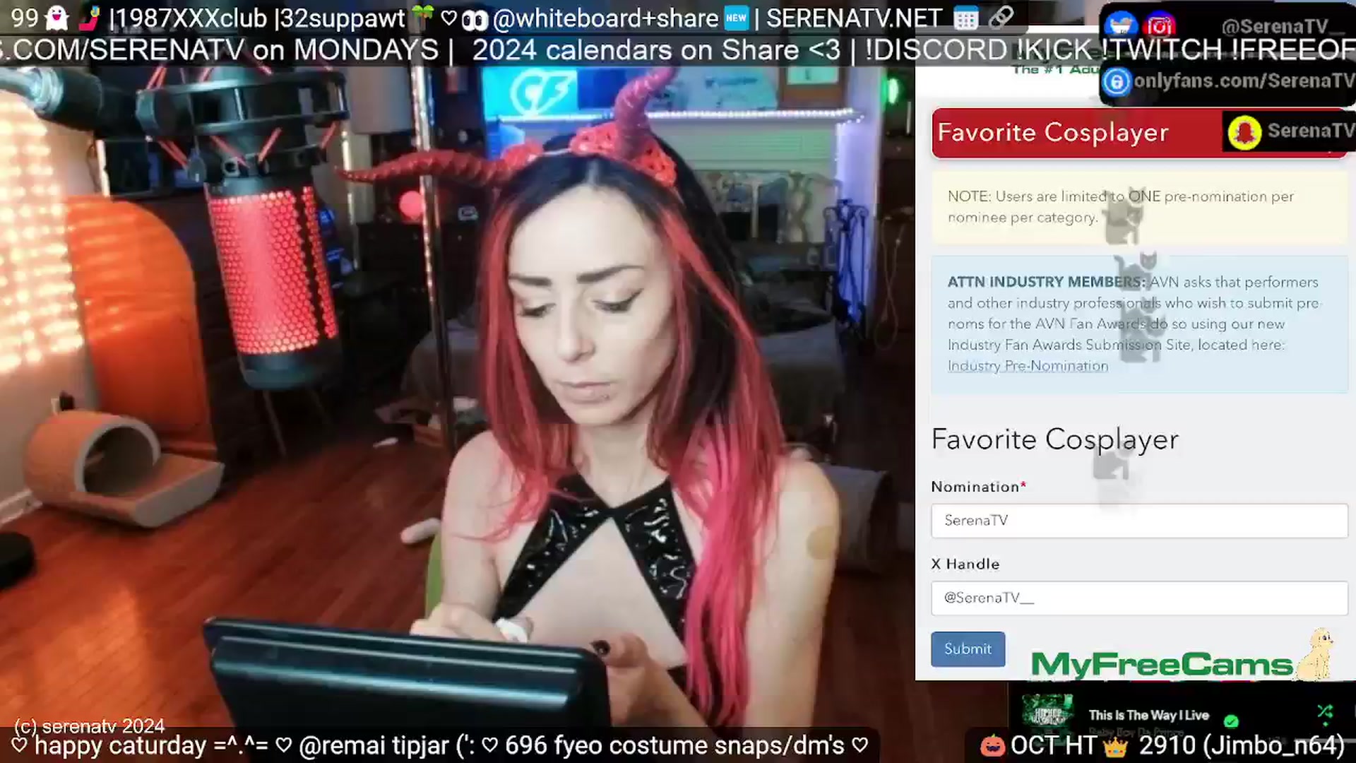 Gallery image thumbnail from serenatv's myfreecams stream on, 10/05/2024, 20:02 image 7 of 20