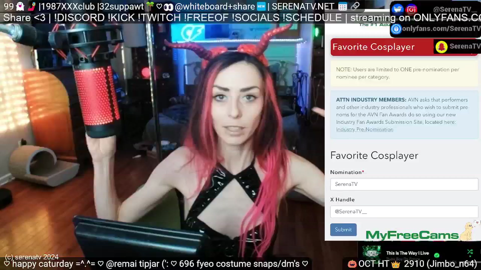 Gallery image thumbnail from serenatv's myfreecams stream on, 10/05/2024, 20:02 image 8 of 20