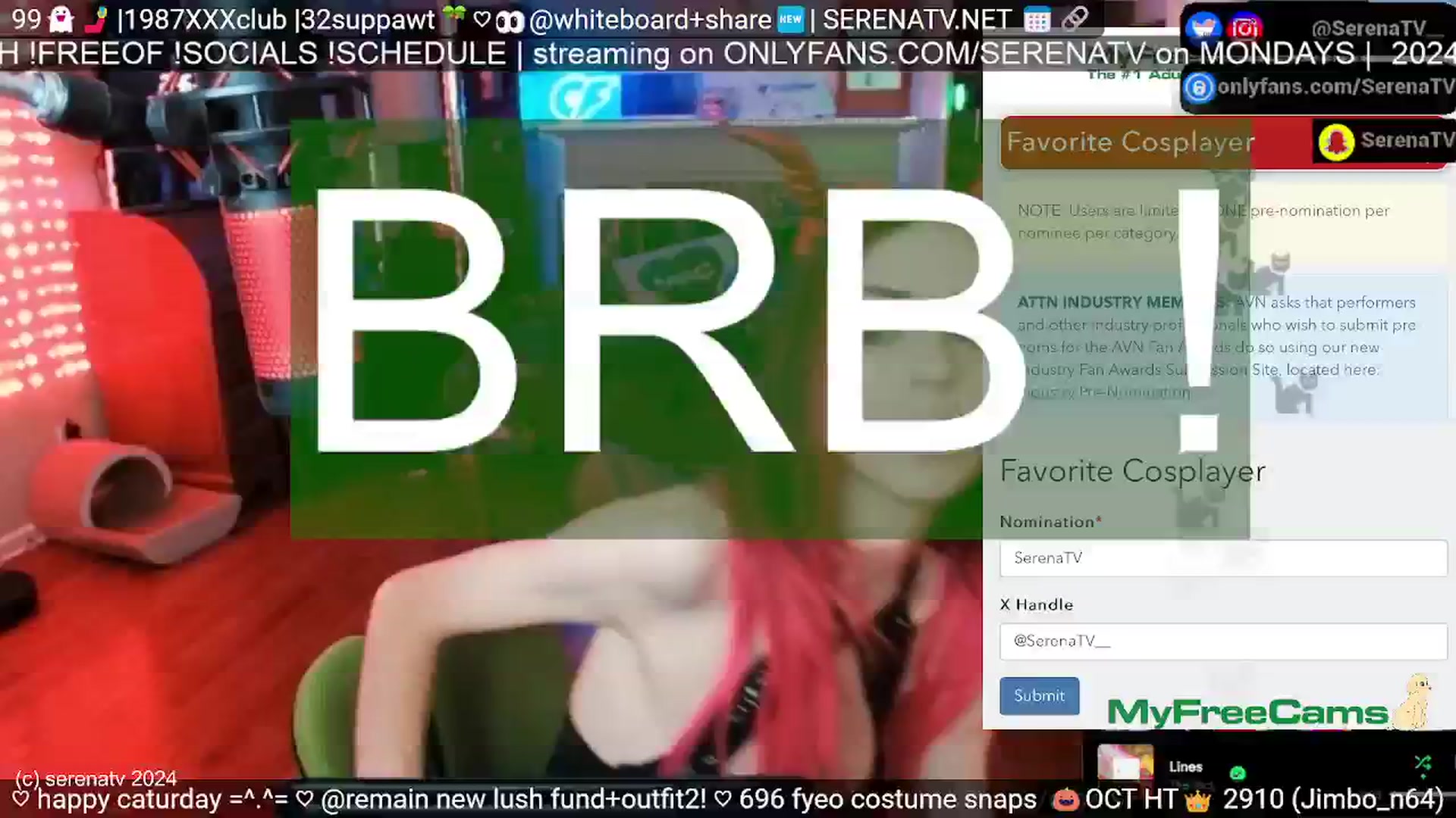 Gallery image thumbnail from serenatv's myfreecams stream on, 10/05/2024, 20:02 image 3 of 20