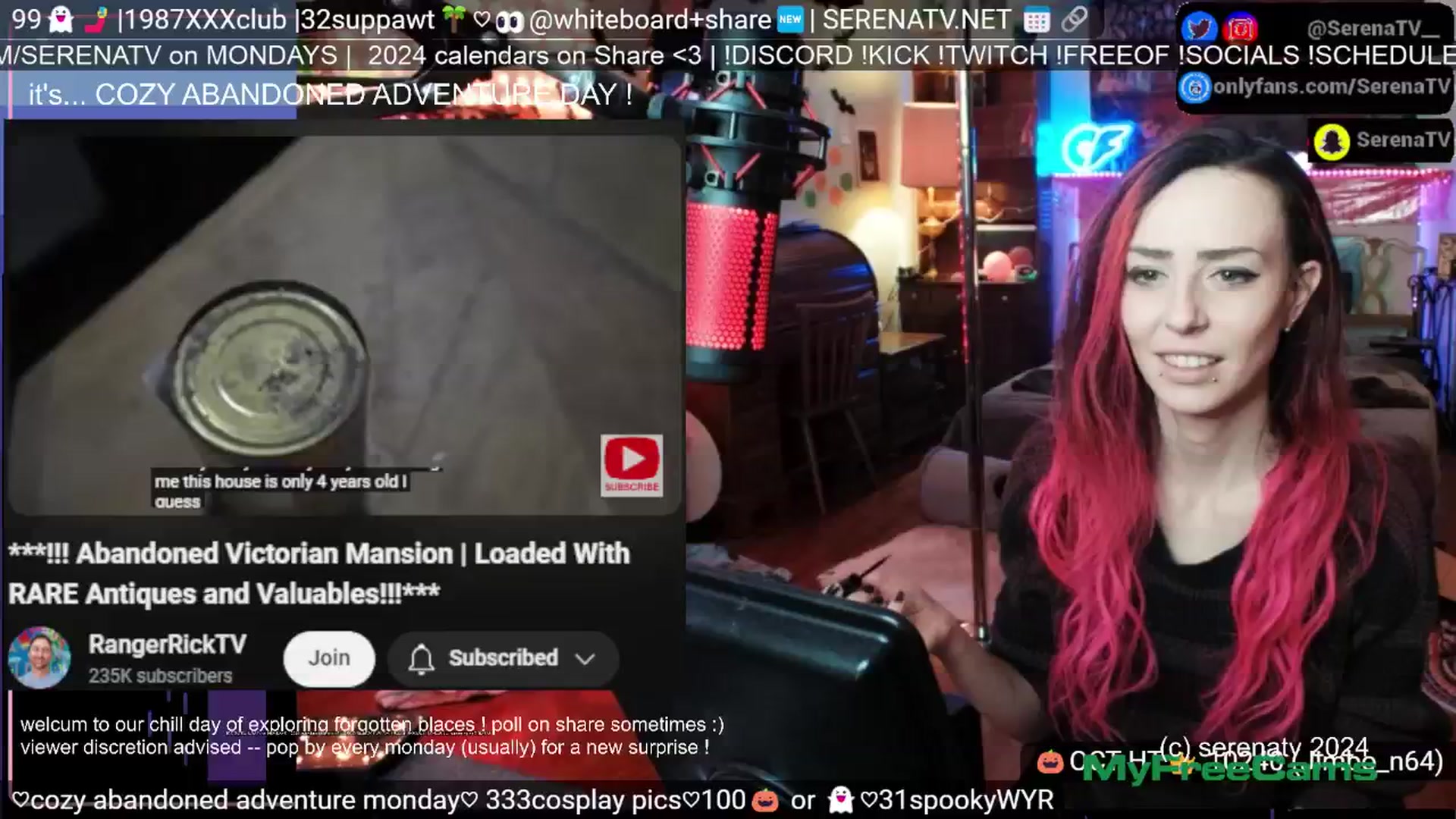 Gallery image thumbnail from serenatv's myfreecams stream on, 10/21/2024, 19:20 image 13 of 20