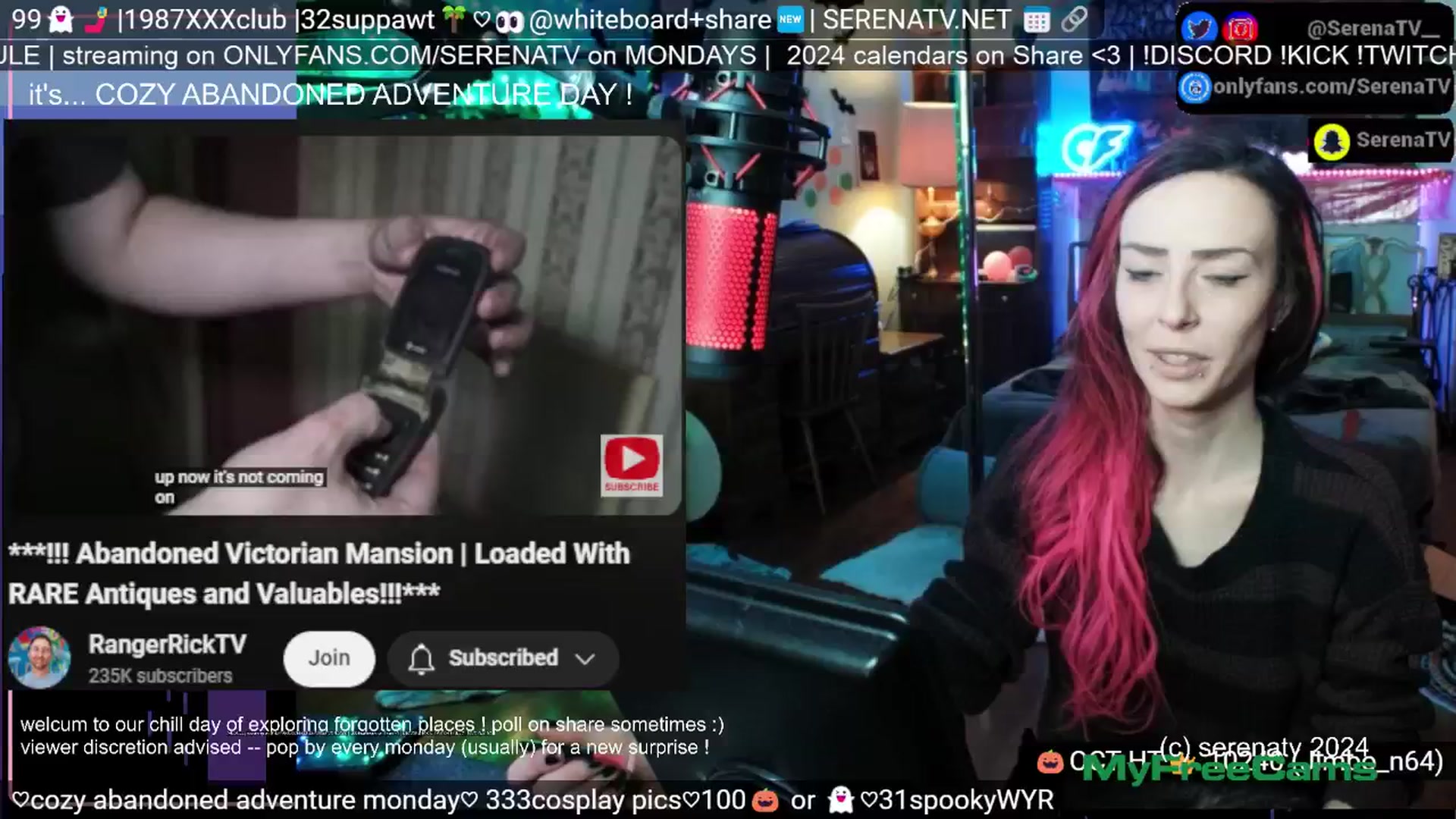 Gallery image thumbnail from serenatv's myfreecams stream on, 10/21/2024, 19:20 image 5 of 20